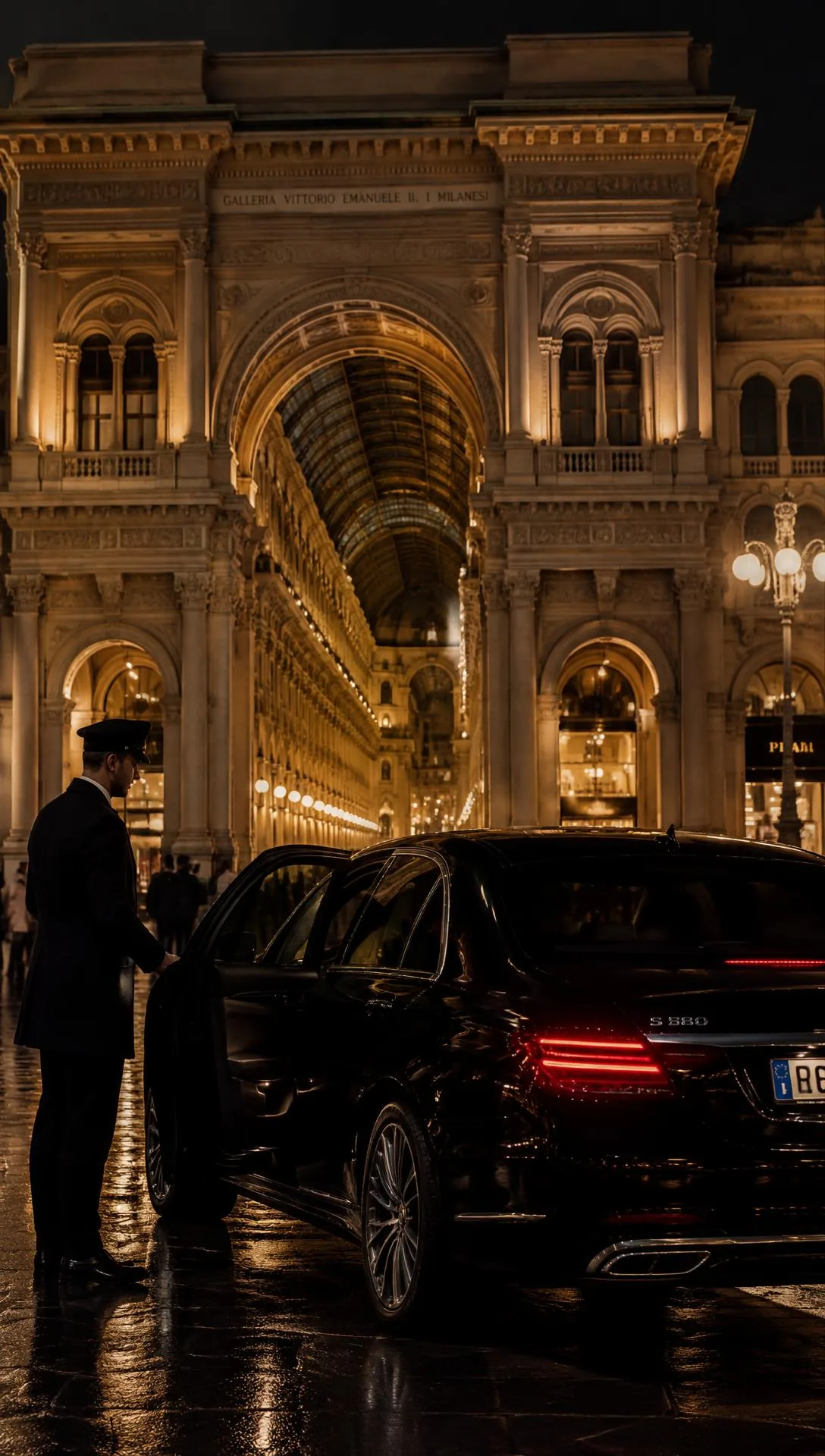 Autista Delux Transfer davanti alla Galleria di Milano